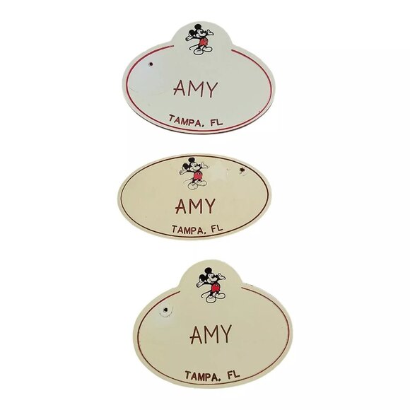 BUNDLE Walt Disney World Cast Member Name Tag Badge AMY Tampa FL Mickey Mouse - Picture 1 of 9